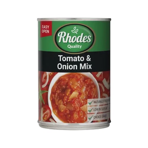 rhodes quality tomato & onion mix 410g