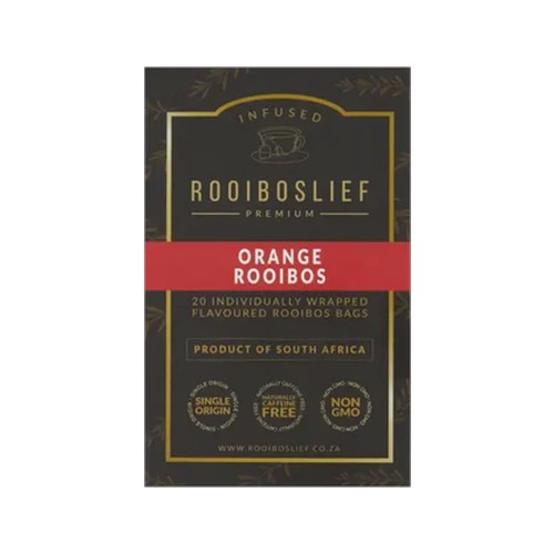 rooiboslief orange infused premium rooibos tea bags 20 pack