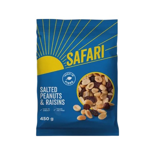 safari salted peanuts & raisins 450g