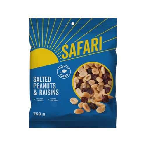 safari salted peanuts & raisins 750g