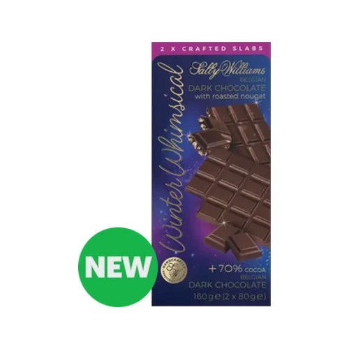 Sally Williams Winter Whimsical Belgian Dark Chocolate with Roasted Nougat 160g