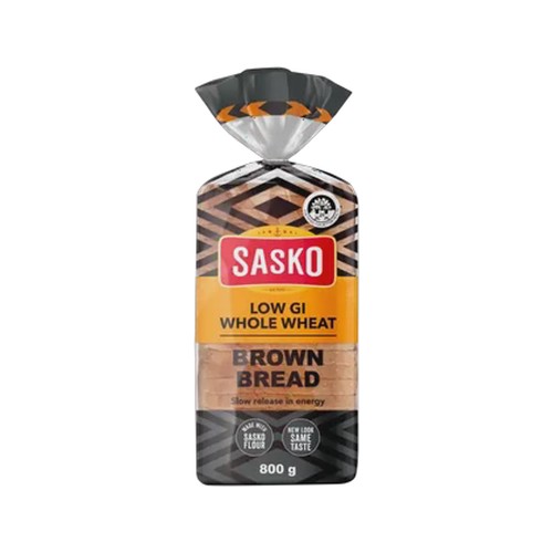 sasko low gi wholewheat brown bread 800g