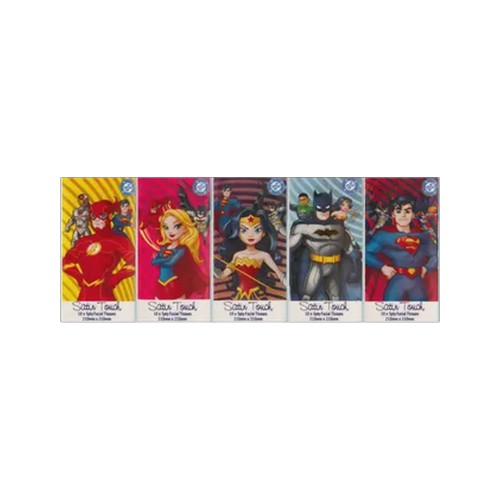 satin touch 3 ply justice league facial tissues 10 x 10-pack
