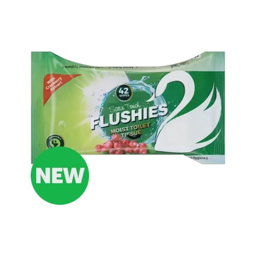 satin touch flushies moist toilet tissue with cranberry extract 42-pack