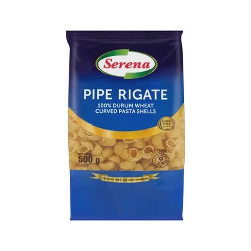 serena pipe rigate curved pasta shells 500g