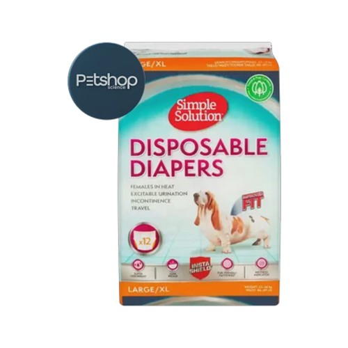 Simple Solution Large, X-Large Disposable Pet Diapers 12 Pack