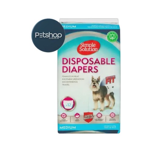 Simple Solution Medium Disposable Pet Diapers 12 Pack