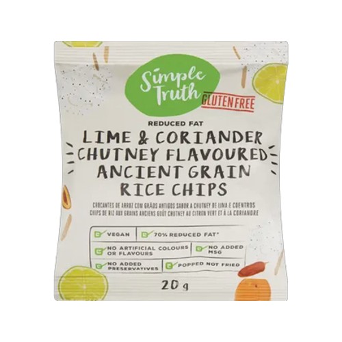 Simple Truth Gluten Free Lime & Coriander Chutney Flavoured Ancient Grain Rice Chips 20g