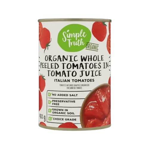 simple truth organic whole peeled tomatoes in tomato juice 400g