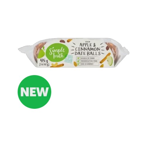 simple truth raw apple & cinnamon date balls 3 x 15g