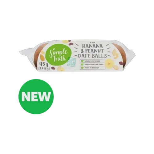 simple truth raw banana & peanut date balls 3 x 15g