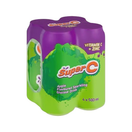 super c apple flavoured sparkling glucose drink 4 x 500ml