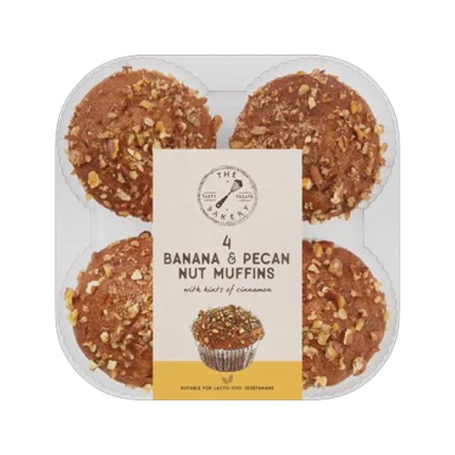 the bakery banana & pecan nut muffins 4 pack