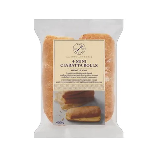 The Bakery Frozen La Boulangerie Ciabatta Heat & Eat Mini Rolls 4 x 100g