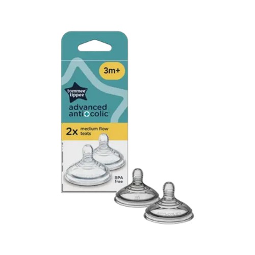 tommee tippee natural start advanced anti colic medium flow teats 3 months 2-pack