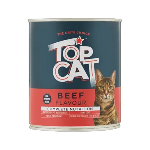 Top Cat Hearty Beef Flavoured Cat Food Can 820g