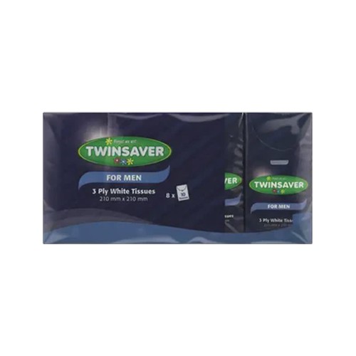 twinsaver white 3 ply tissues for men 8 pack