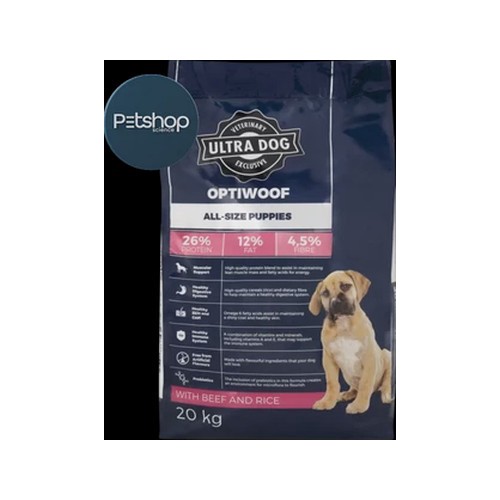 Ultra Dog Optiwoof Beef & Rice Flavoured Puppy Food 20kg