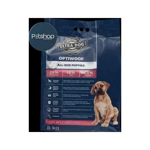 Ultra Dog Optiwoof Puppy Food With Beef & Rice 8kg