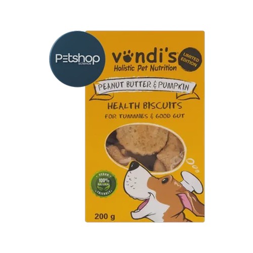 vondis peanut butter & pumpkin dog health biscuits 200g