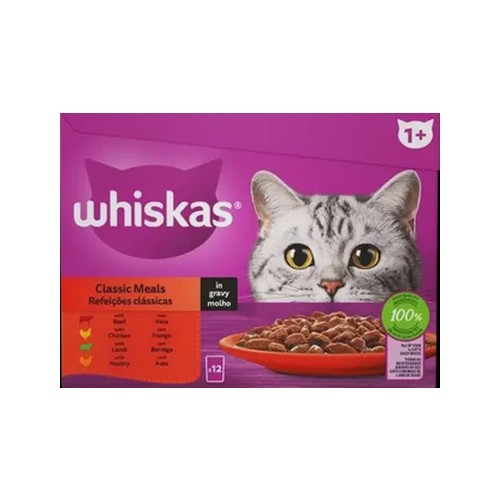 Whiskas Classic Meals In Gravy Wet Cat Food 12 x 85g