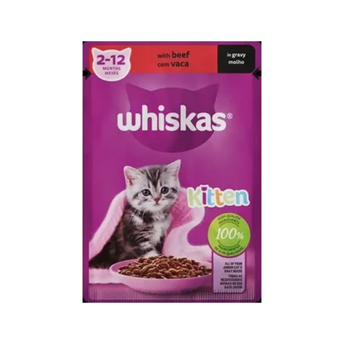 Whiskas Kitten Beef Wet Cat Food in Gravy 85g
