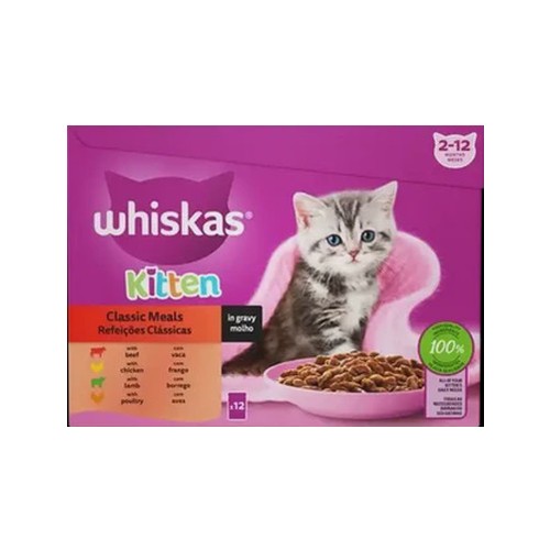 Whiskas Kitten Classic Meals In Gravy Wet Cat Food 12 x 85g