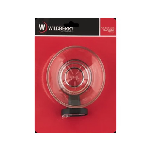 Wildberry Matt Black Series Glass Soap Dish With Holder Set 2 Piece