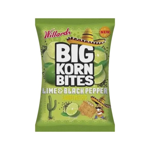 Willards Big Corn Bites Lime & Black Pepper Flavoured Maize Chips 120g