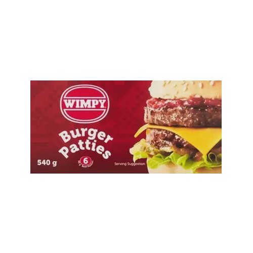 Wimpy Frozen Burger Patties 6 x 90g