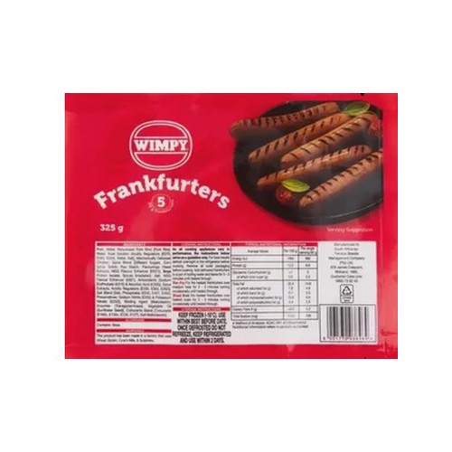 Wimpy Frozen Frankfurters 5 Pack