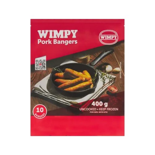 wimpy frozen pork bangers 400g