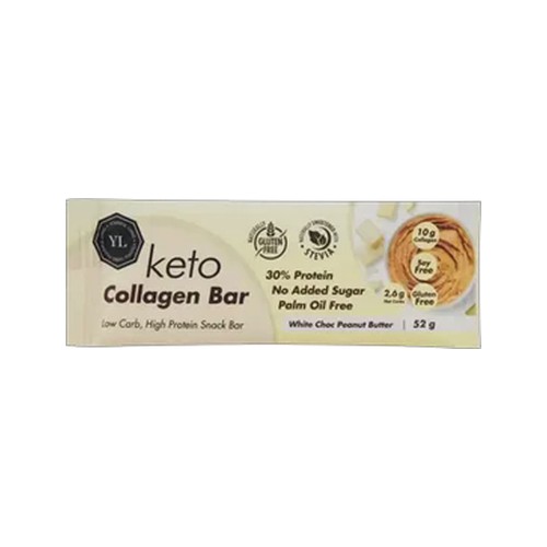 youthful living white choc peanut butter keto collagen bar 52g