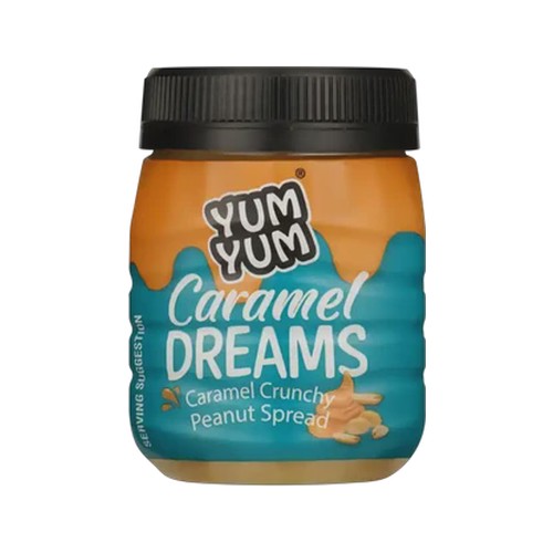 yum yum caramel dreams crunchy peanut spread 390g