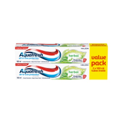aquafresh herbal toothpaste 2 x 100ml
