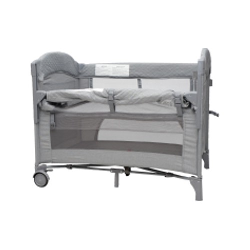 babywombworld camp cot and co-sleeper grey