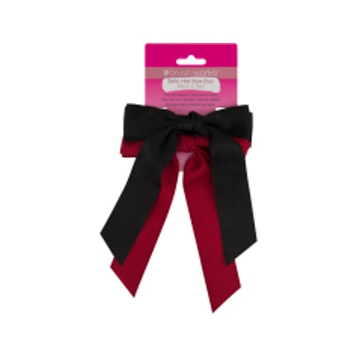 Brushworks Satin Hair Bow Duo Red & Black