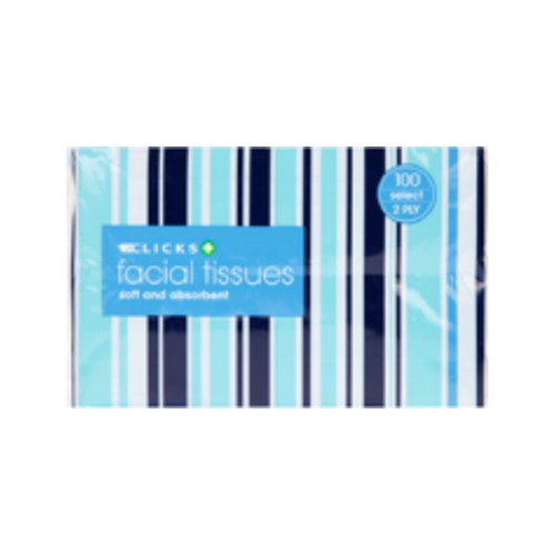 clicks 2-ply facial tissues 100 tissues