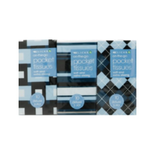 clicks 3-ply pocket tissues 6 pack