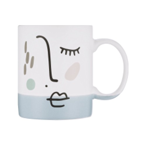 Clicks New Bone China Faces Two Tone Mug Blue 340ml