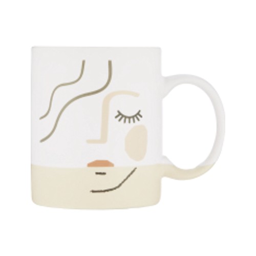 Clicks New Bone China Faces Two Tone Mug Stone 340ml