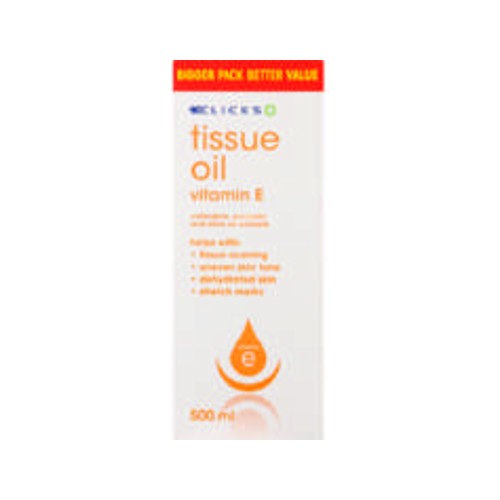clicks tissue oil vitamin e 500ml