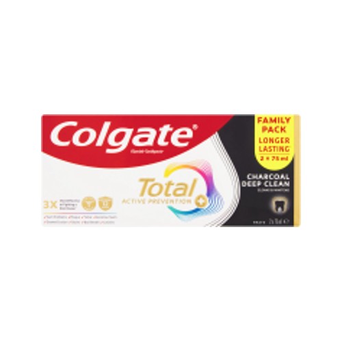 colgate total 12 flouride toothpaste charcoal deep clean 2x75ml