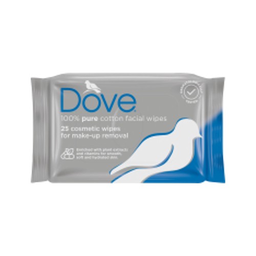 dove pure cotton cosmetic wipes 25s