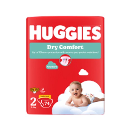 huggies dry comfort nappies size 2 jumbo 74s