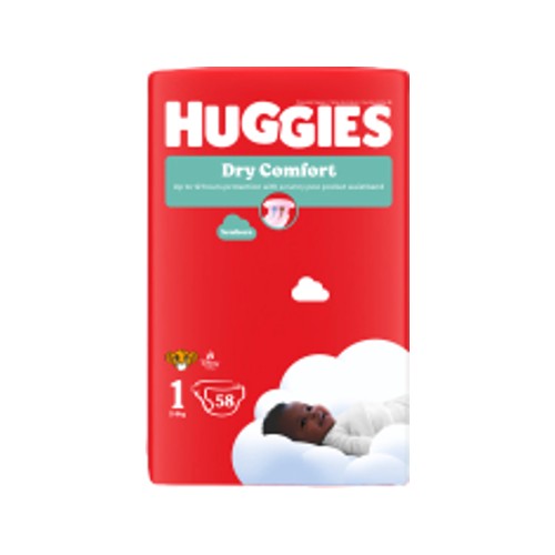 huggies dry comfort nappies value pack size 1 58s