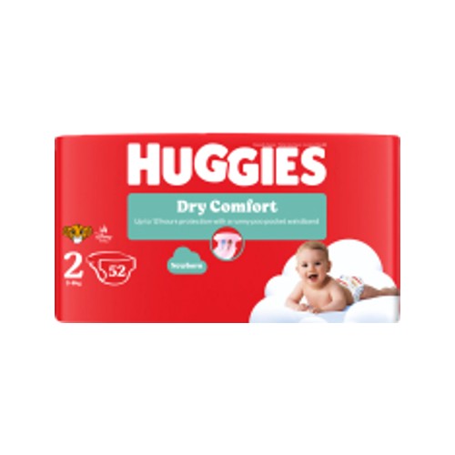 huggies dry comfort nappies value pack size 2 52s