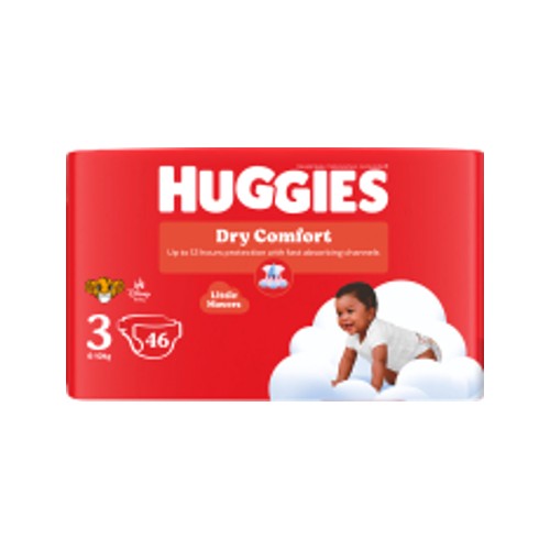 huggies dry comfort nappies value pack size 3 46s
