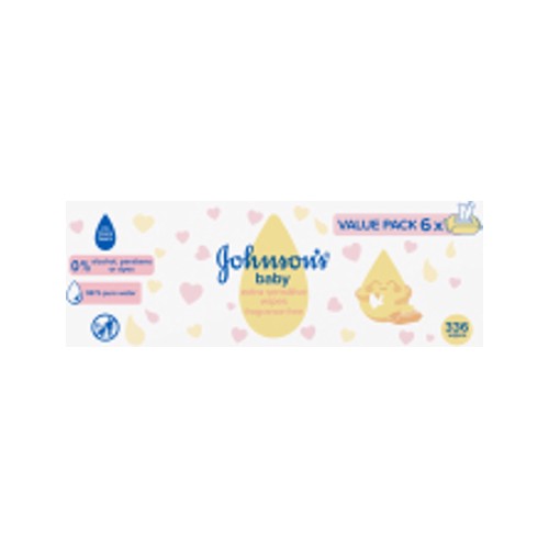johnsons baby wipes extra sensitive wipes 6 value pack 336 wipes