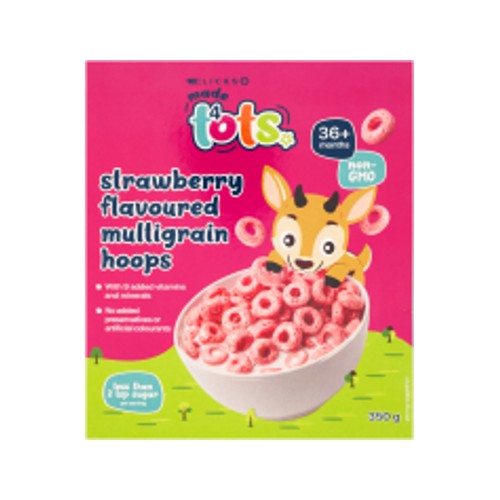 Made 4 Tots Cereal Hoops Strawberry 350g